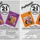 Two flyers for a 2-in-1 adult video game cartridge are very similar, yet have different branding.